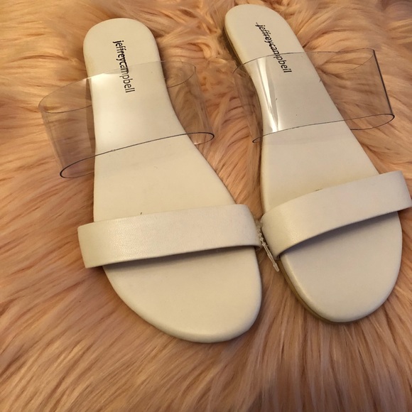 Jeffrey Campbell Shoes - Brand new Jeffrey Campbell white Sandals with Clear Straps - Minimalist & Trendy